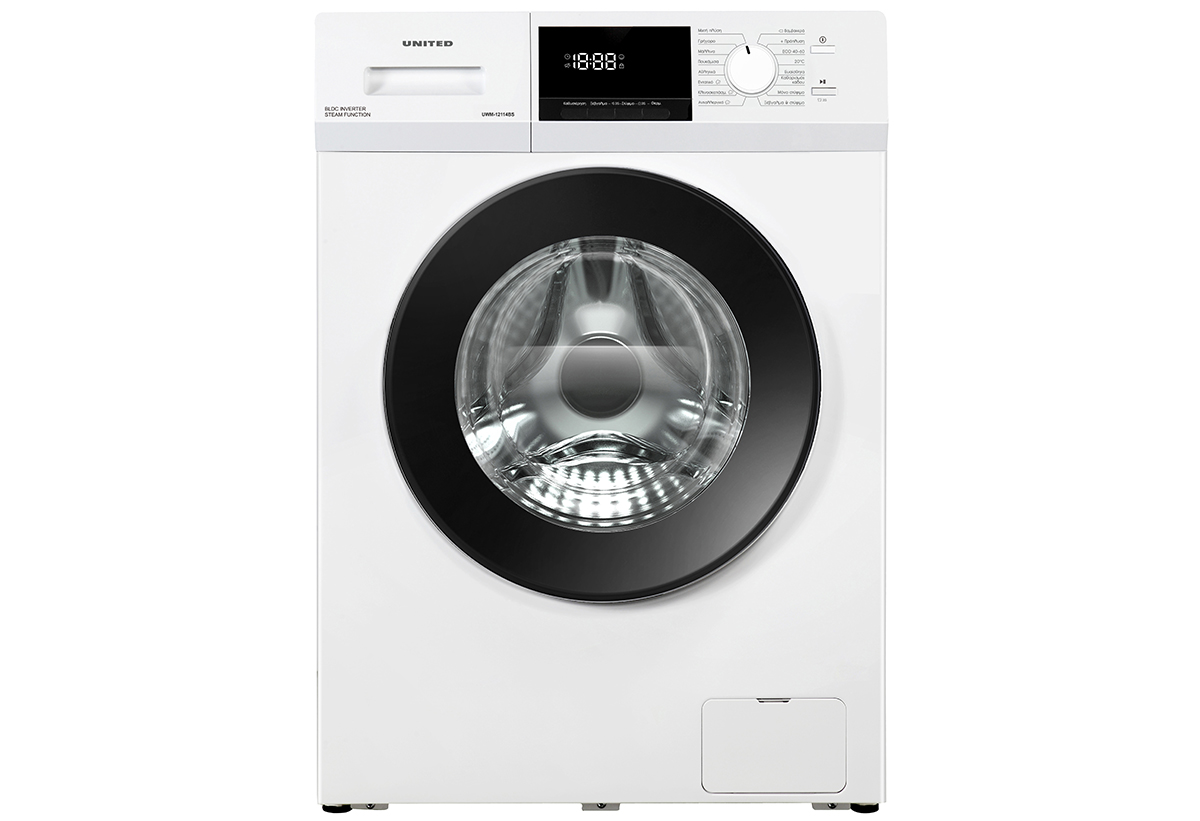 Απεικονίζεται το πλυντήριο τοποθετημένο σε ένα μπάνιο.